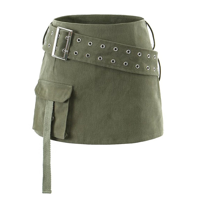 Green Single Pocket Mini Skirt