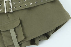 Green Single Pocket Mini Skirt