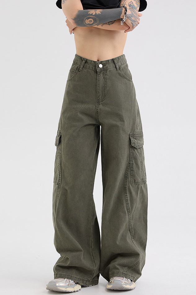 Green Straight Cargo Pants