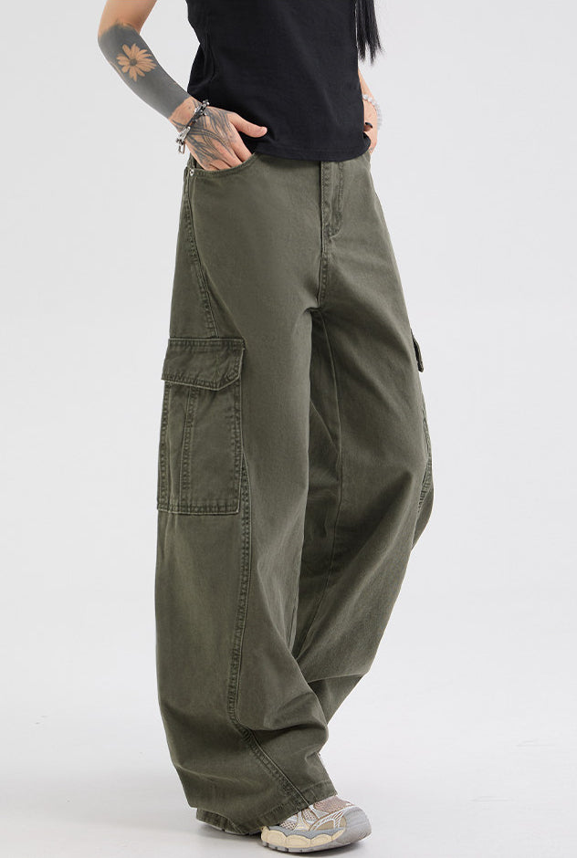 Green Straight Cargo Pants