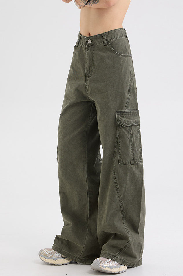 Green Straight Cargo Pants
