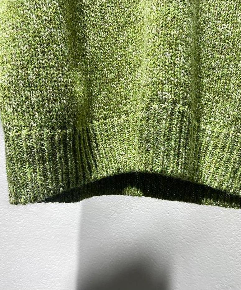Green V-Neck Knit Sweater