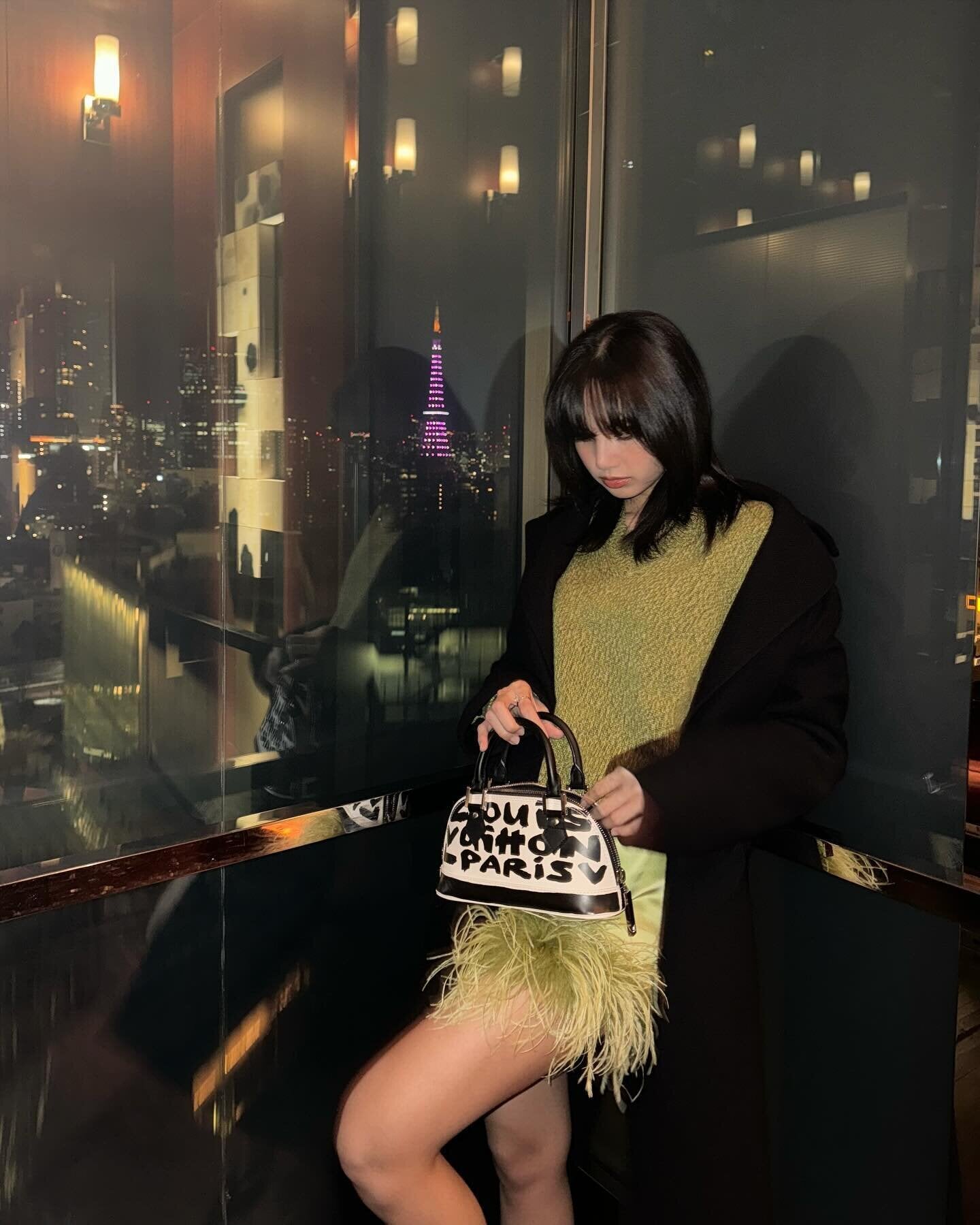 Green V-Neck Knit Sweater