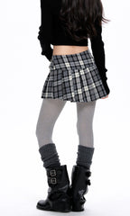 Grey A-Line Pleated Mini Skirt