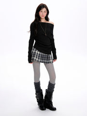 Grey A-Line Pleated Mini Skirt
