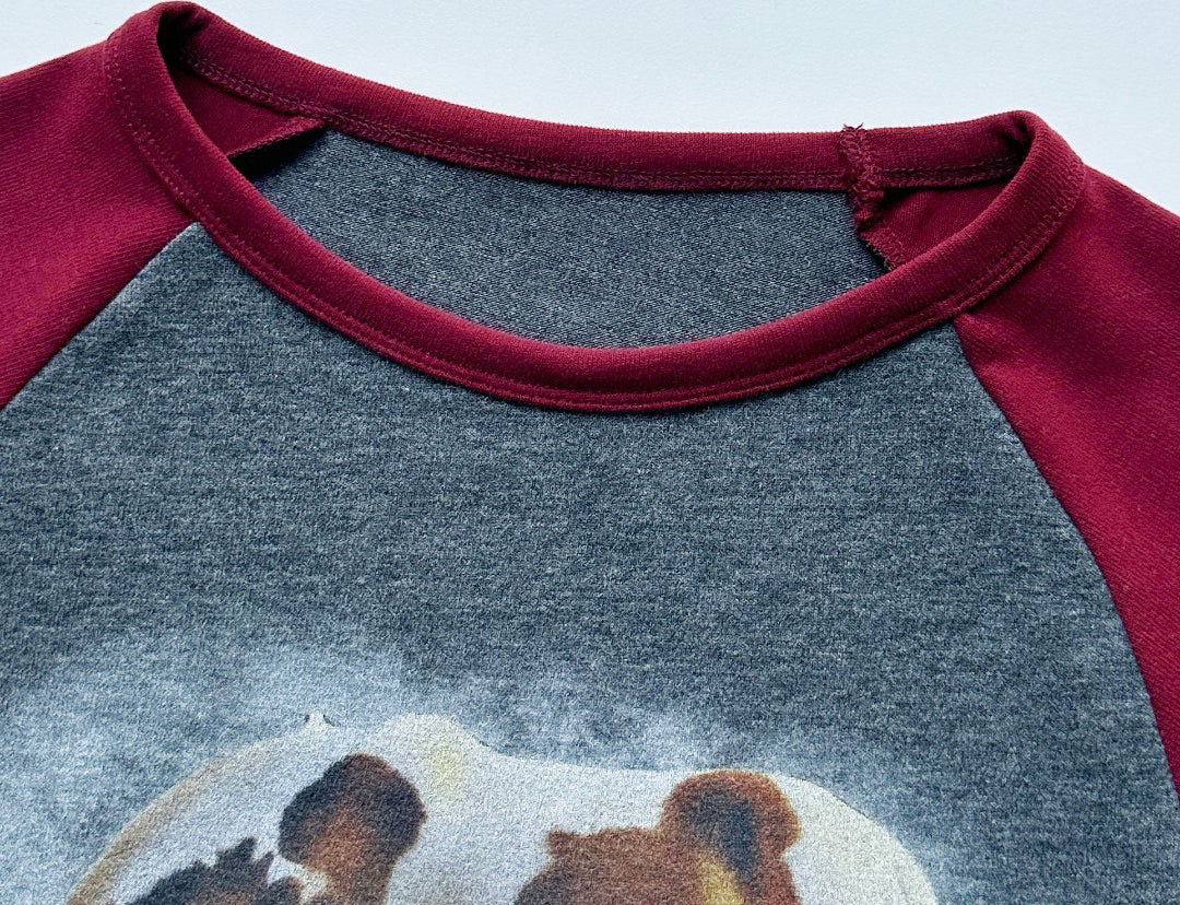 Grey And Red Horse Karma Print Raglan T-Shirt
