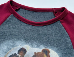 Grey And Red Horse Karma Print Raglan T-Shirt