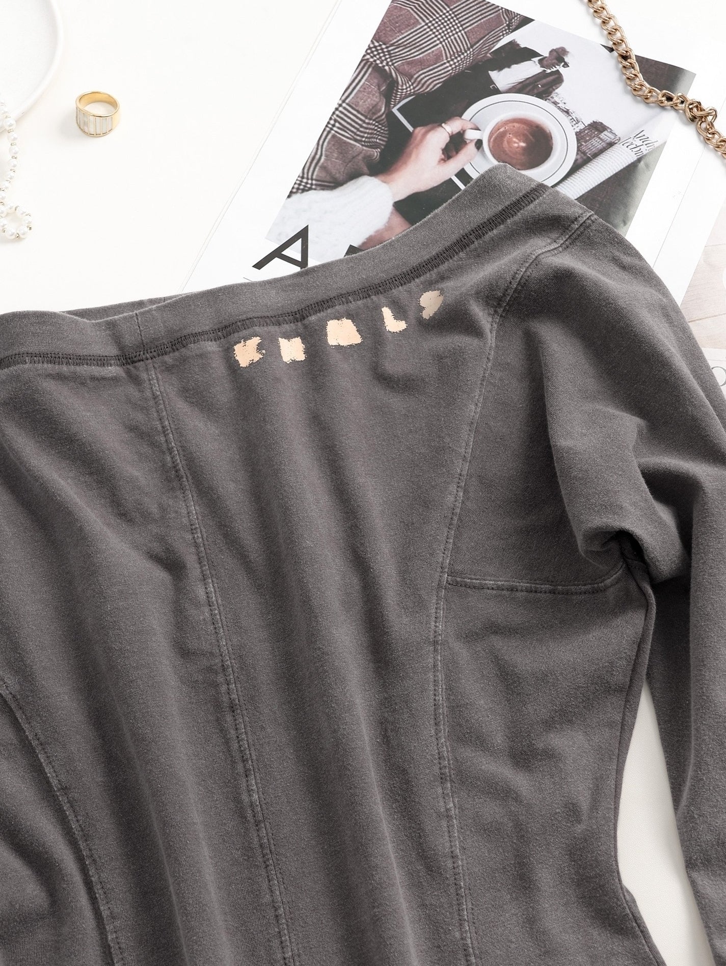 Grey Asymmetric Off-Shoulder Long Sleeve Dress