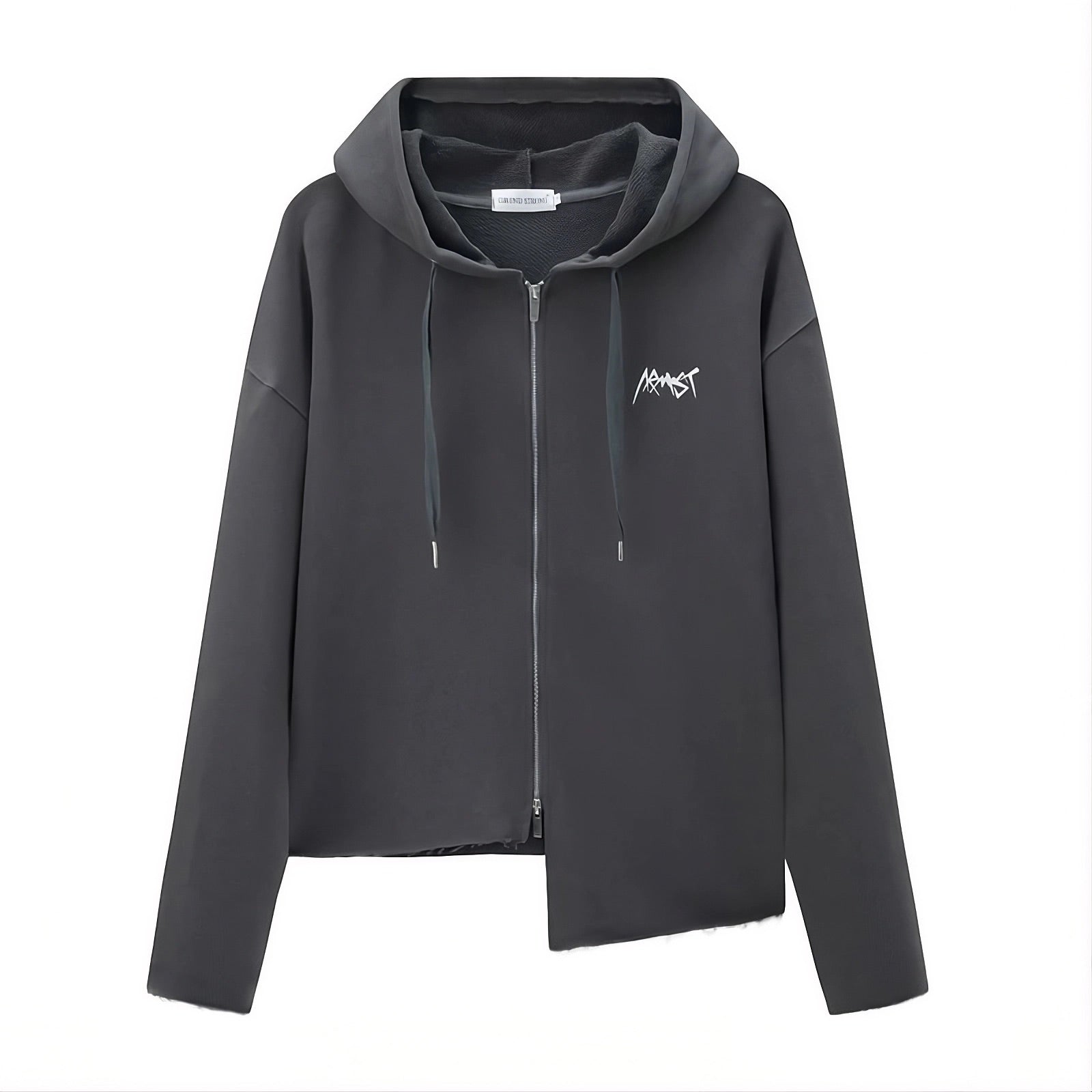 Grey Asymmetrical Hooded Jacket