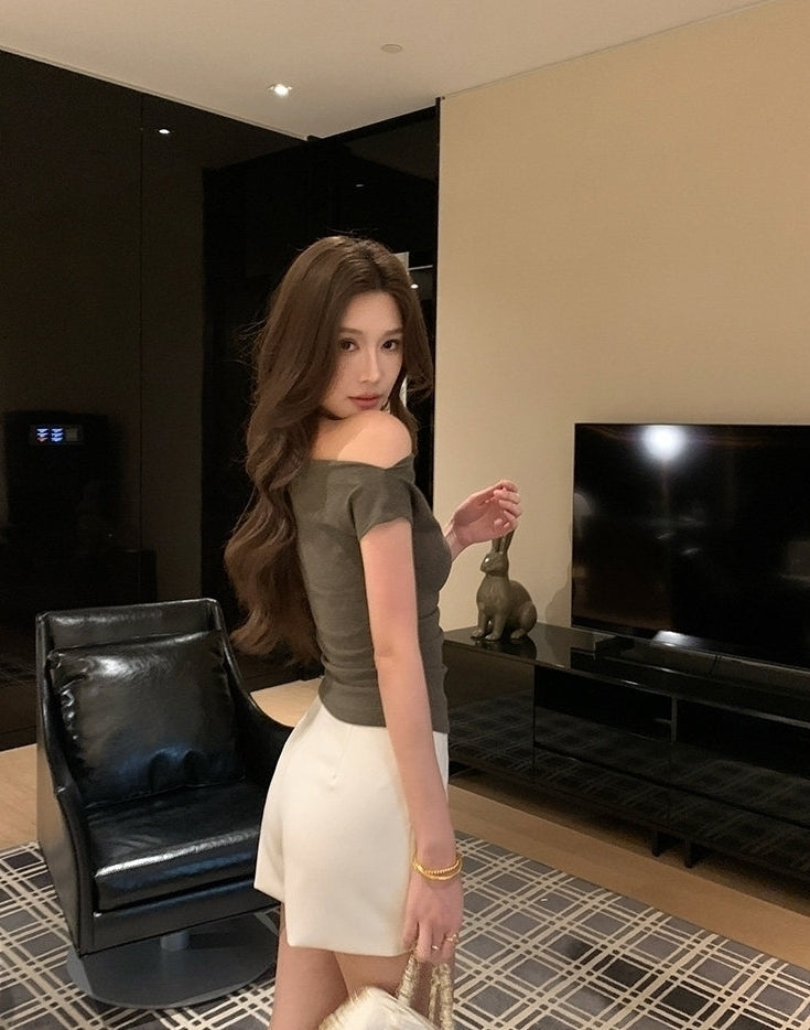 Grey Asymmetrical One Shoulder Top