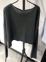 Grey Boatneck Crop Sweater