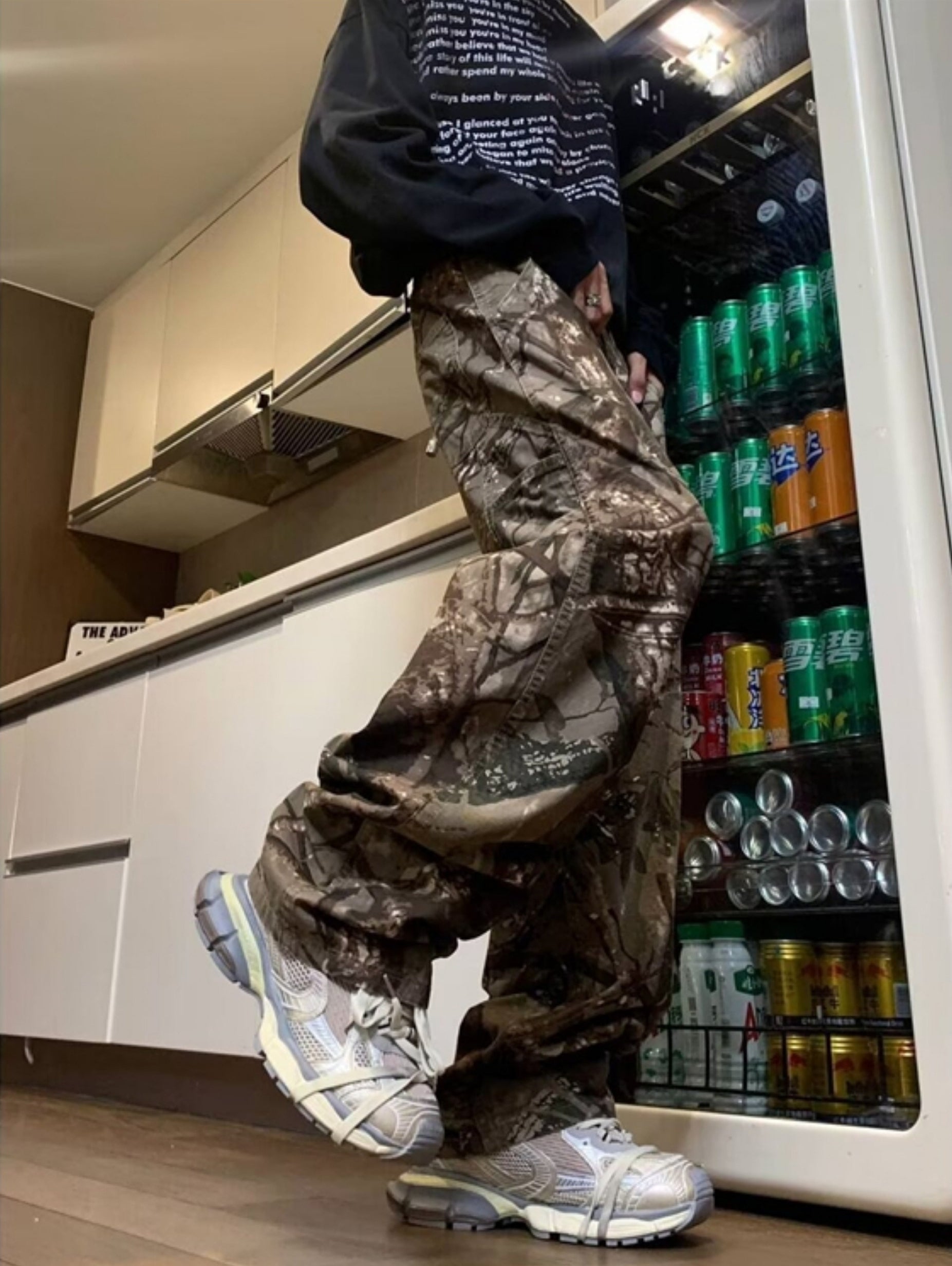 Grey Branch Camouflage Straight Cut Pants