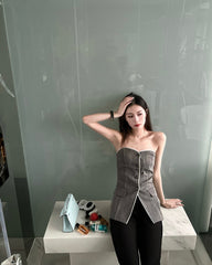 Grey Bustier Suit Tube Top