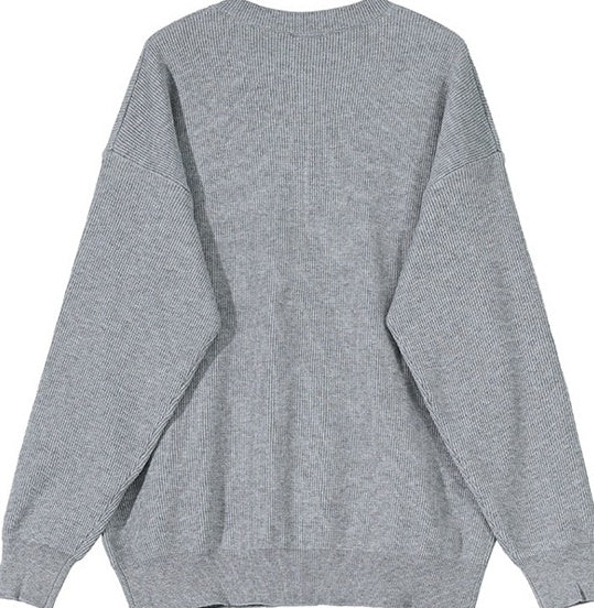 Grey Button-Down Ribbed Cardigan
