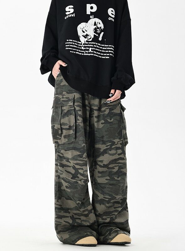 Green Camouflage Baggy Pants