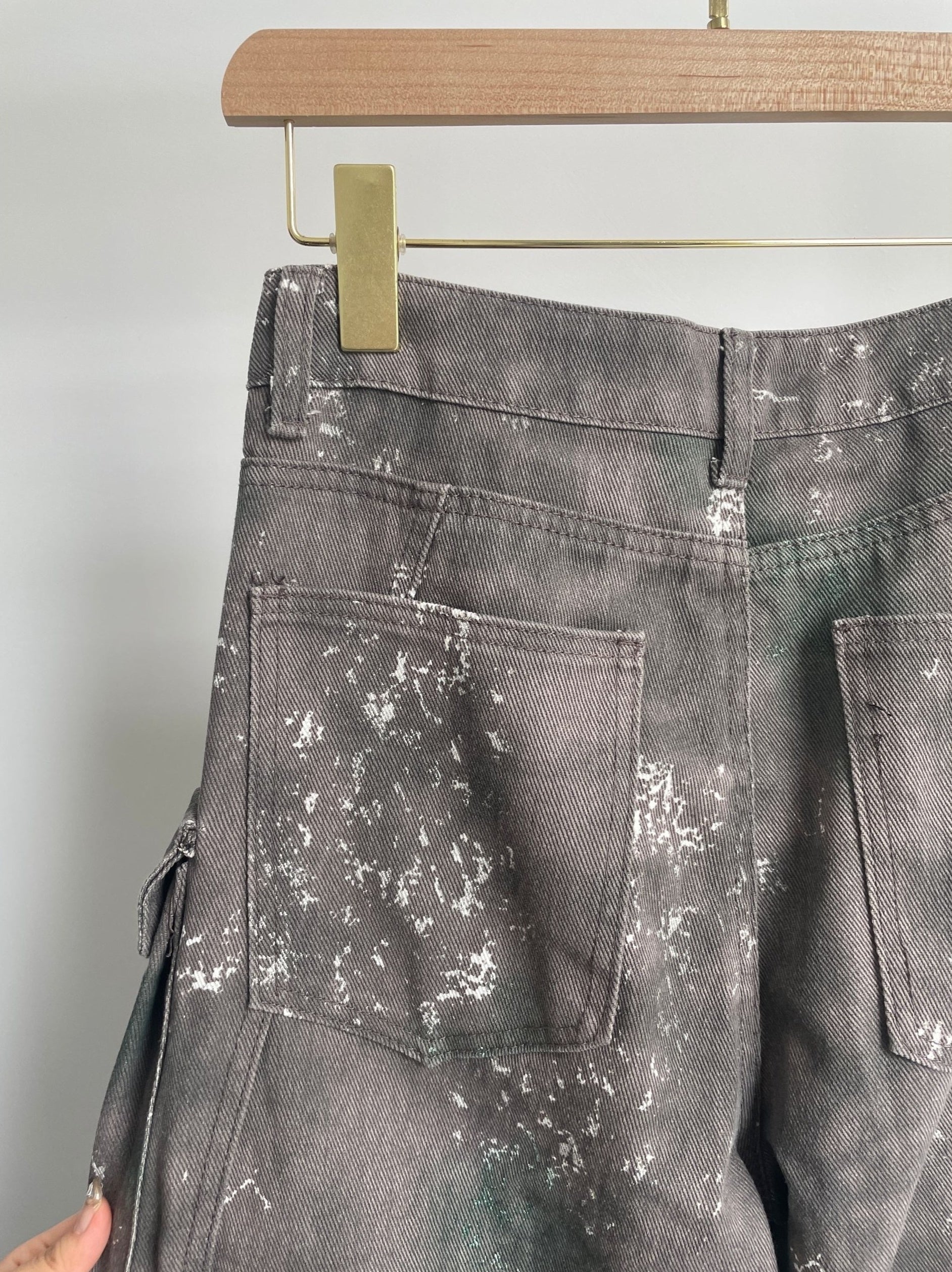Grey Camouflage Multi-Pocket Jeans
