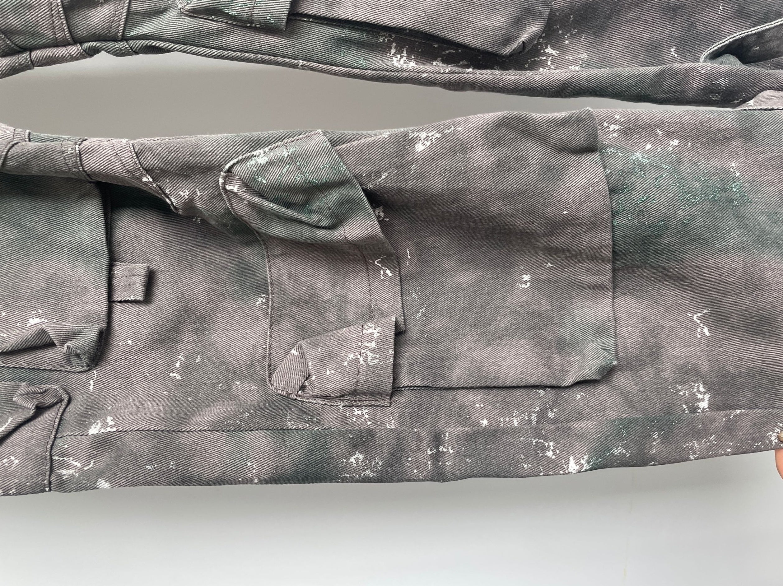 Grey Camouflage Multi-Pocket Jeans