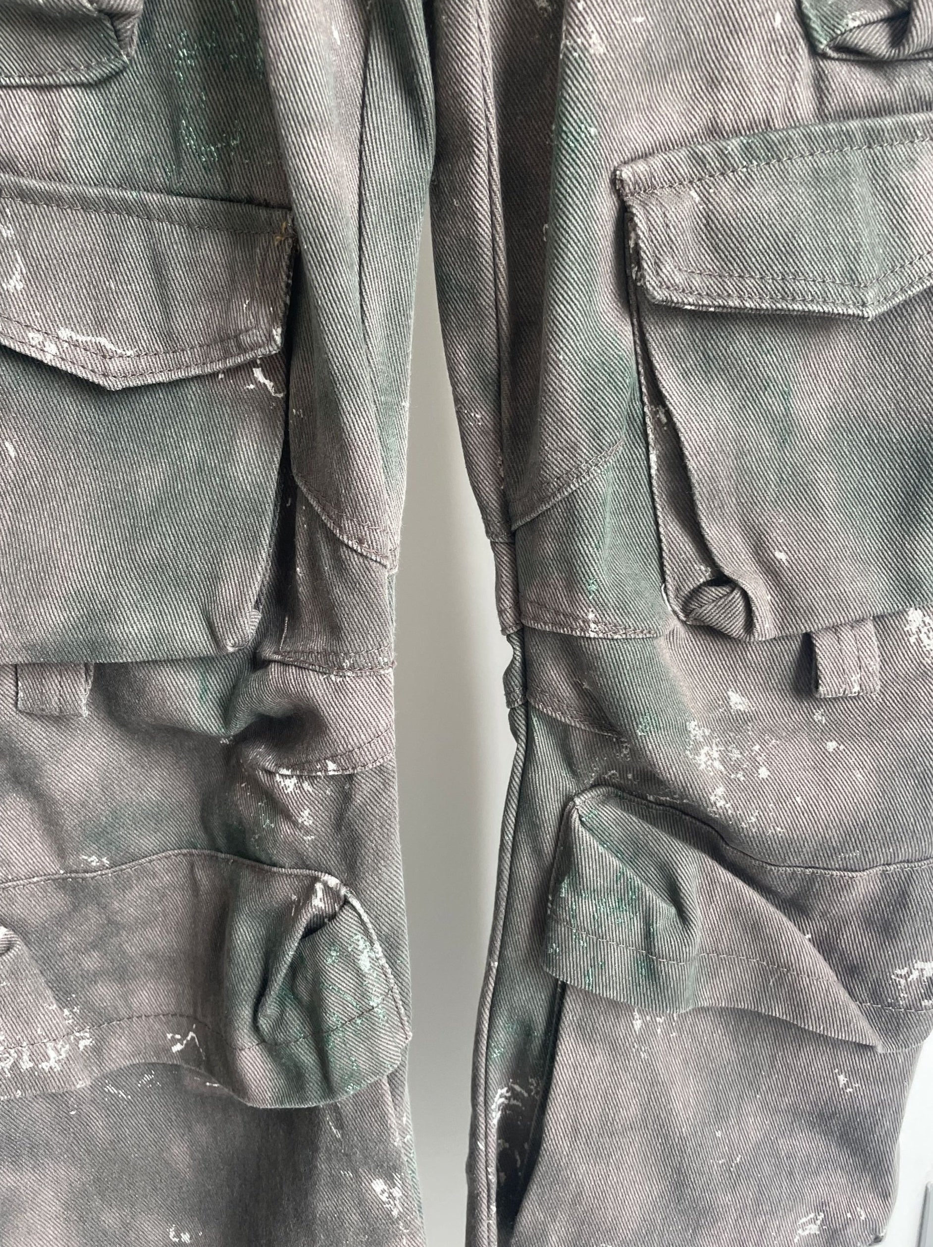 Grey Camouflage Multi-Pocket Jeans