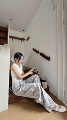 Grey Camouflage Loose Cargo Pants