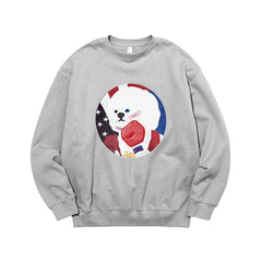 Grey Cartoon Puppy Print Sweatshirt