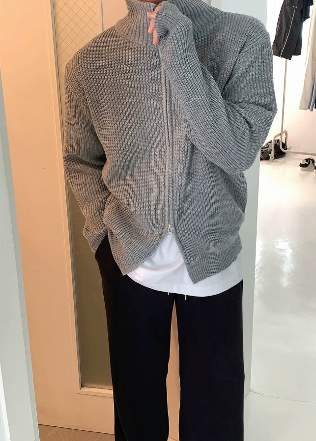 Grey Casual Ribbed Cardigan