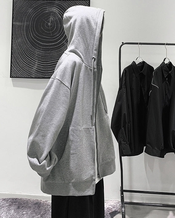 Grey Classic Oversized Hooded Jacket