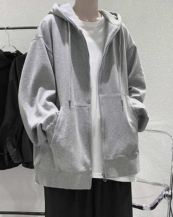 Grey Classic Oversized Hooded Jacket