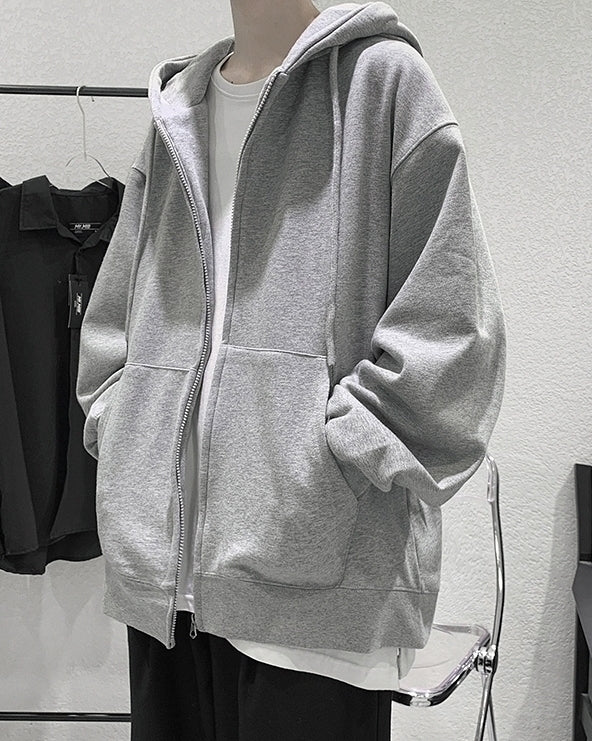 Grey Classic Oversized Hooded Jacket