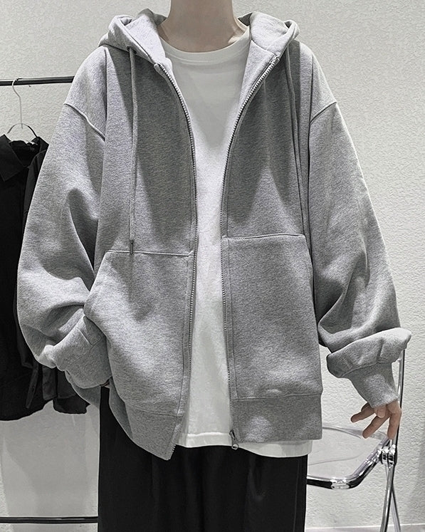 Grey Classic Oversized Hooded Jacket