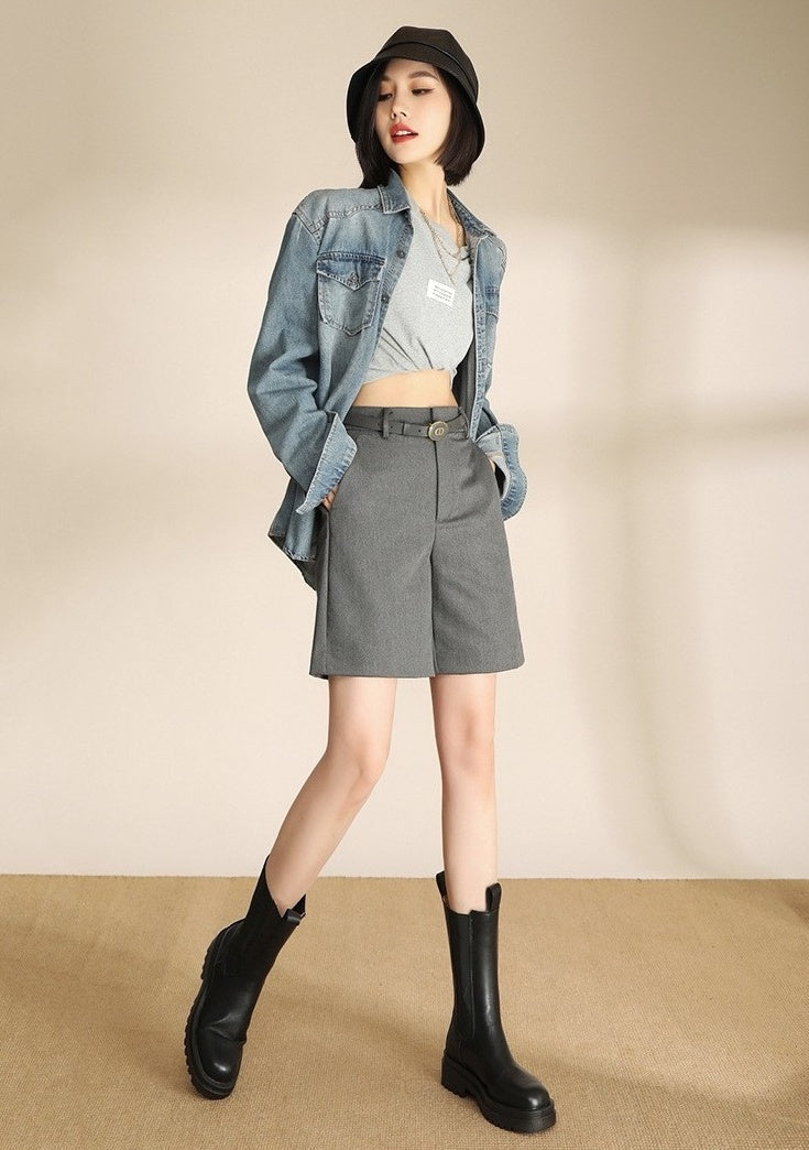 Grey Classic Suit Shorts