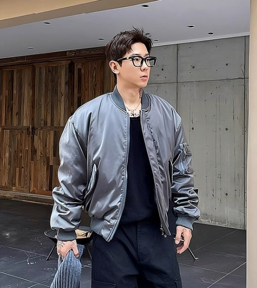 Grey Classic Winter Bomber Jacket