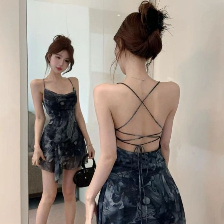 Grey Cowl Strappy Back Dress
