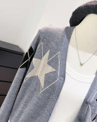 Grey Diamond And Star Print Cardigan