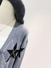 Grey Diamond And Star Print Cardigan