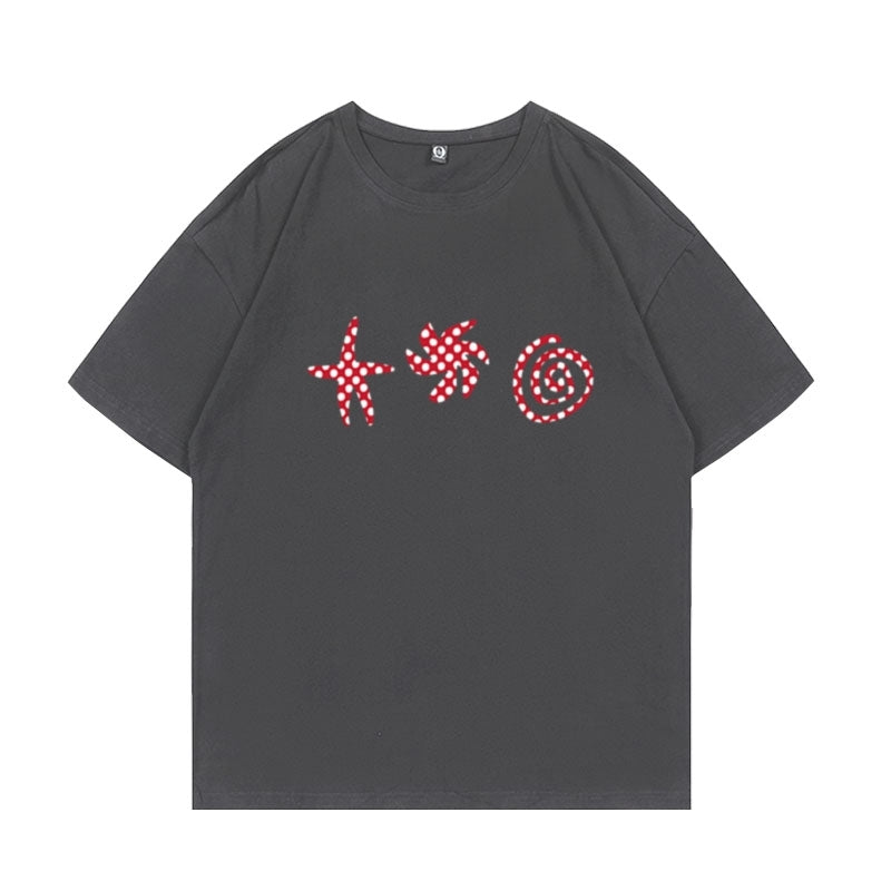 Grey Dotted Icon Print T-Shirt