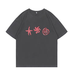 Grey Dotted Icon Print T-Shirt