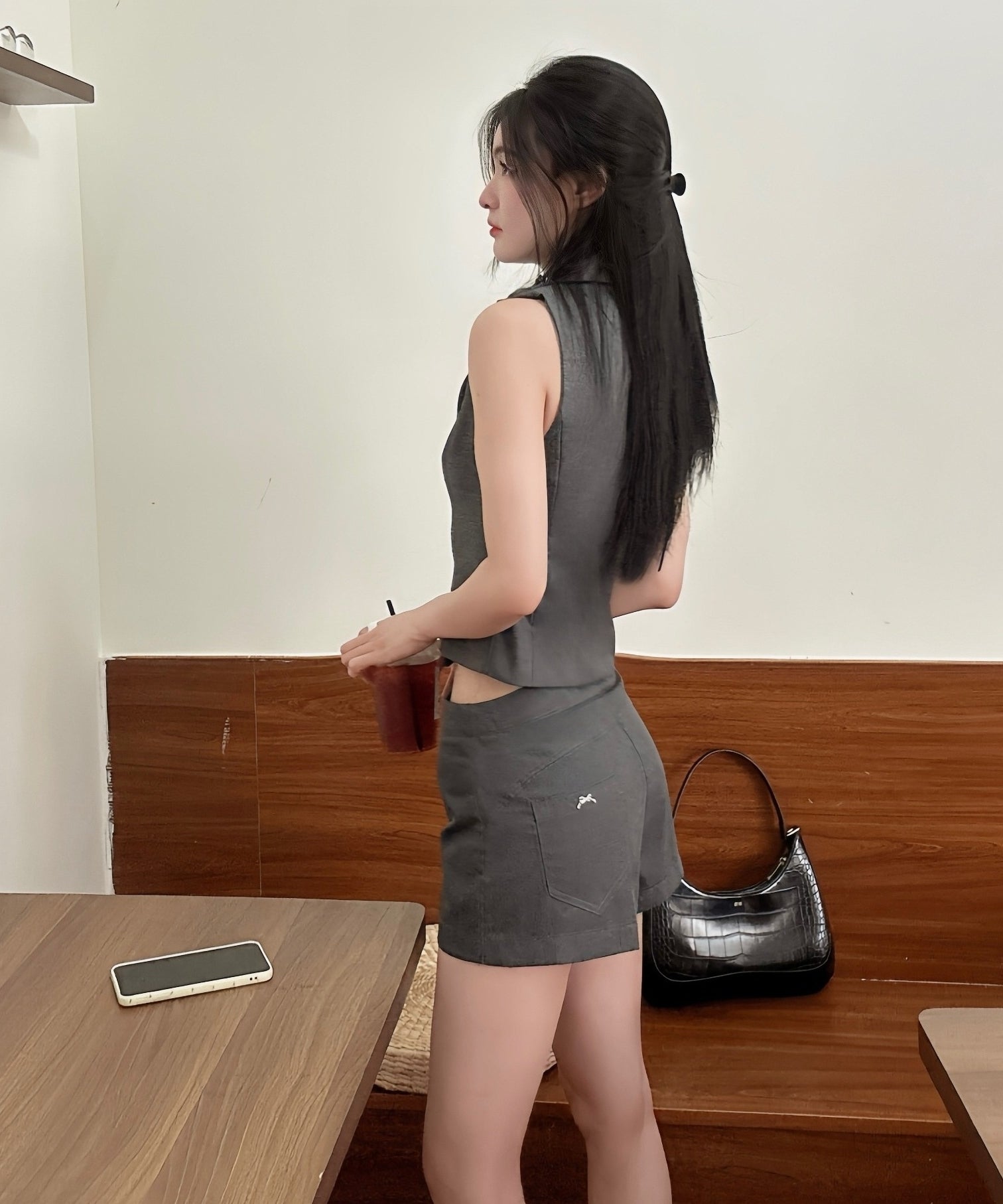 Grey Double Breasted Vest