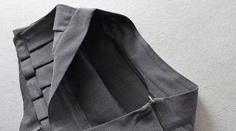 Grey Double Pleated Skirt With Inner Shorts