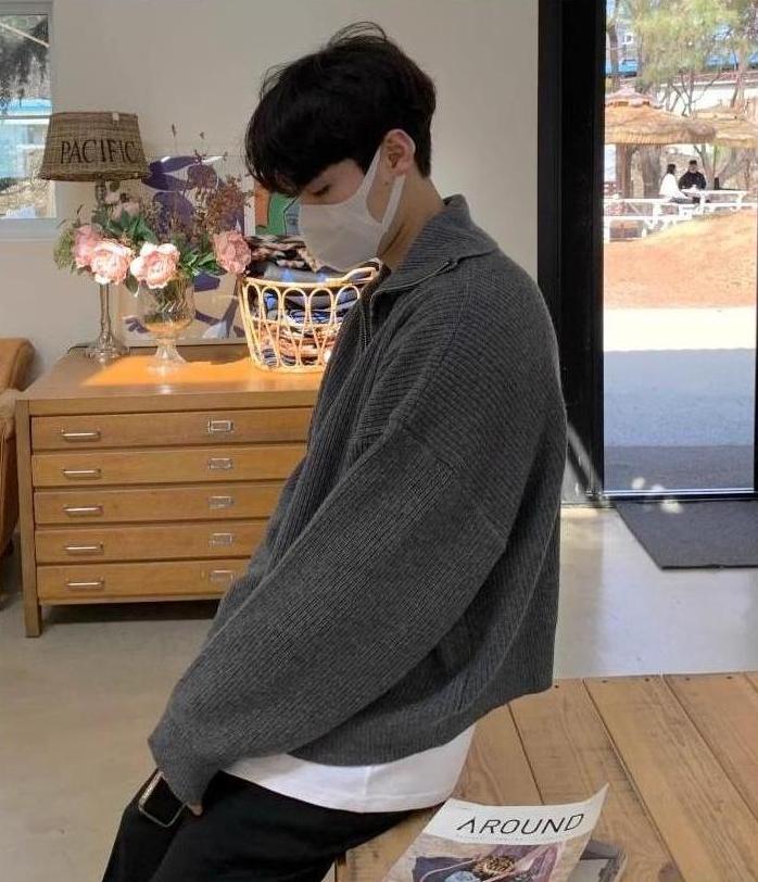 Grey Double Zipper Knitted Jacket