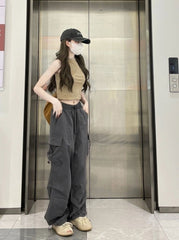 Grey Drawstring Cargo Pants