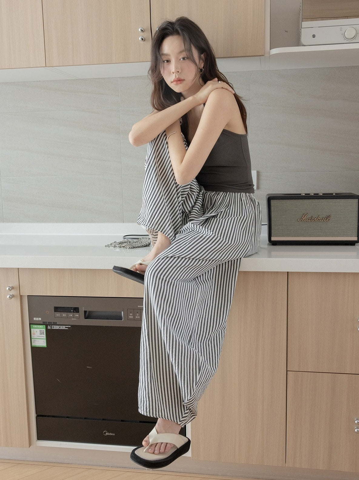 Grey Dual Eyelet Halter Top