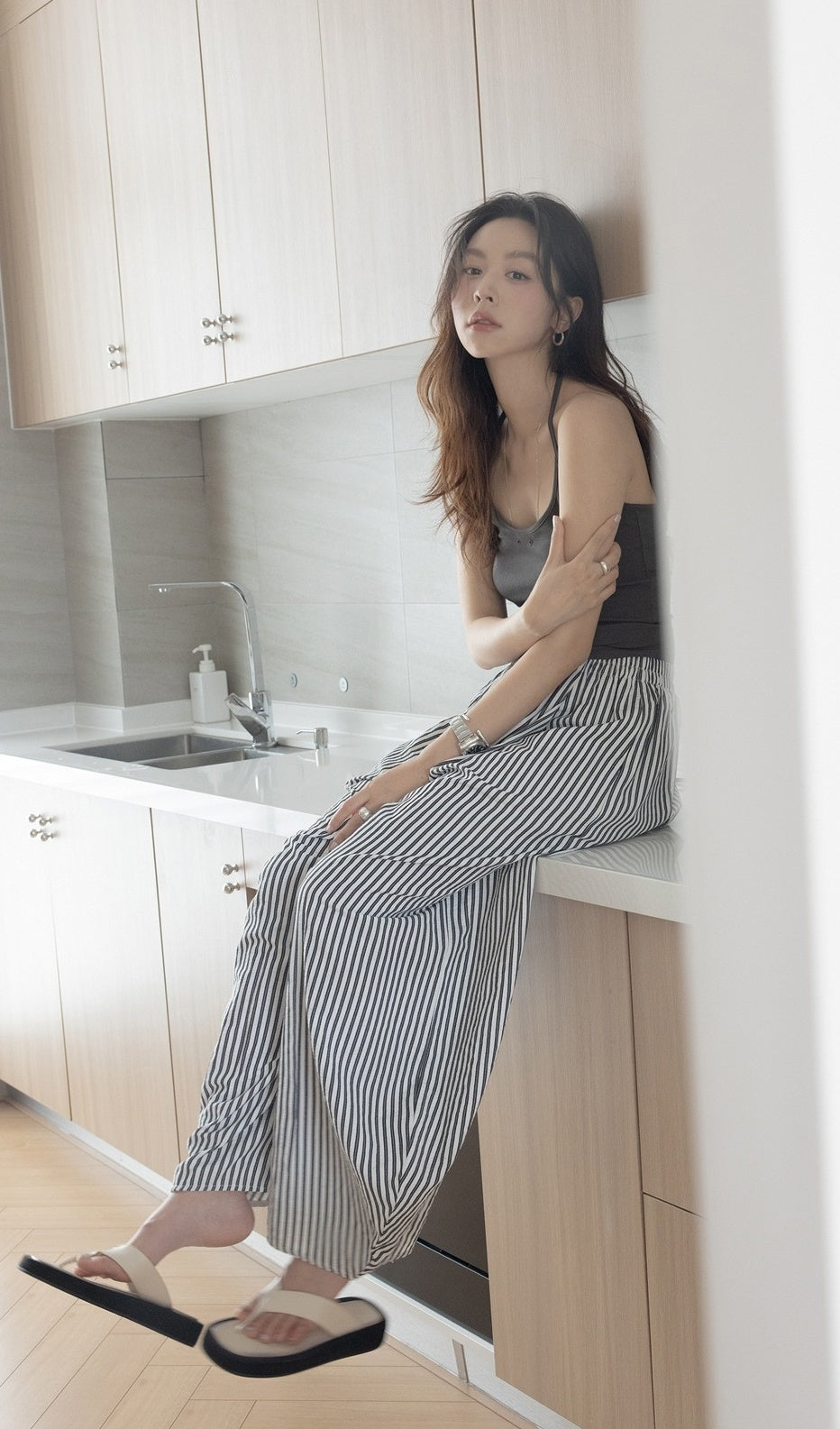 Grey Dual Eyelet Halter Top