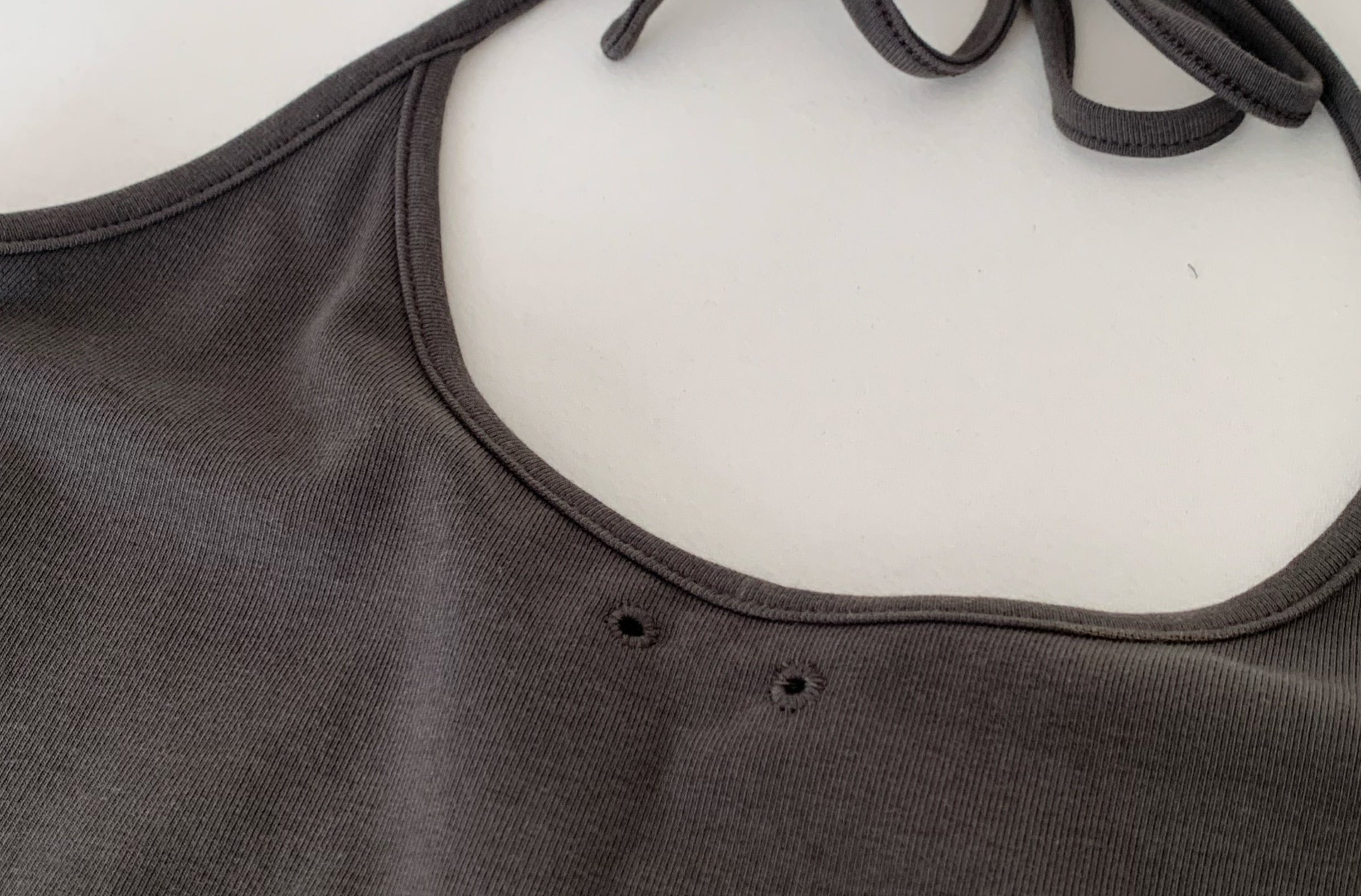 Grey Dual Eyelet Halter Top