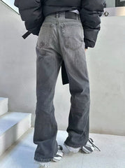 Grey Faded Rugged Workwear Jeans