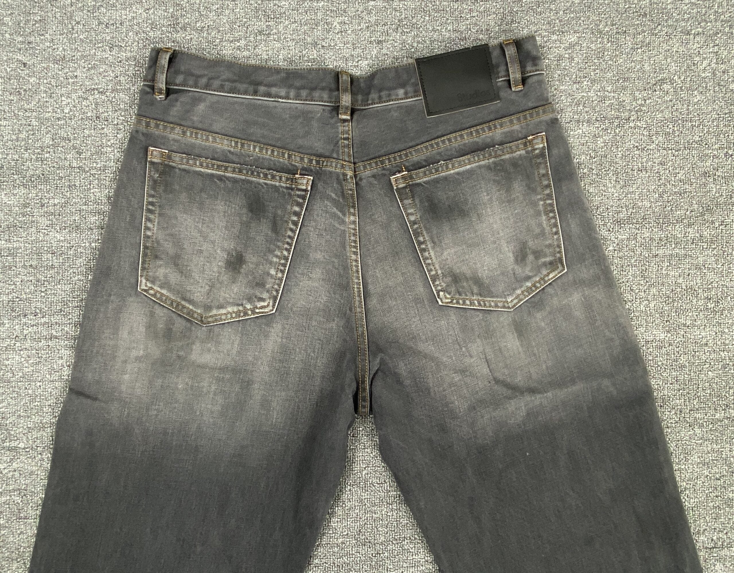 Grey Faded Rugged Workwear Jeans