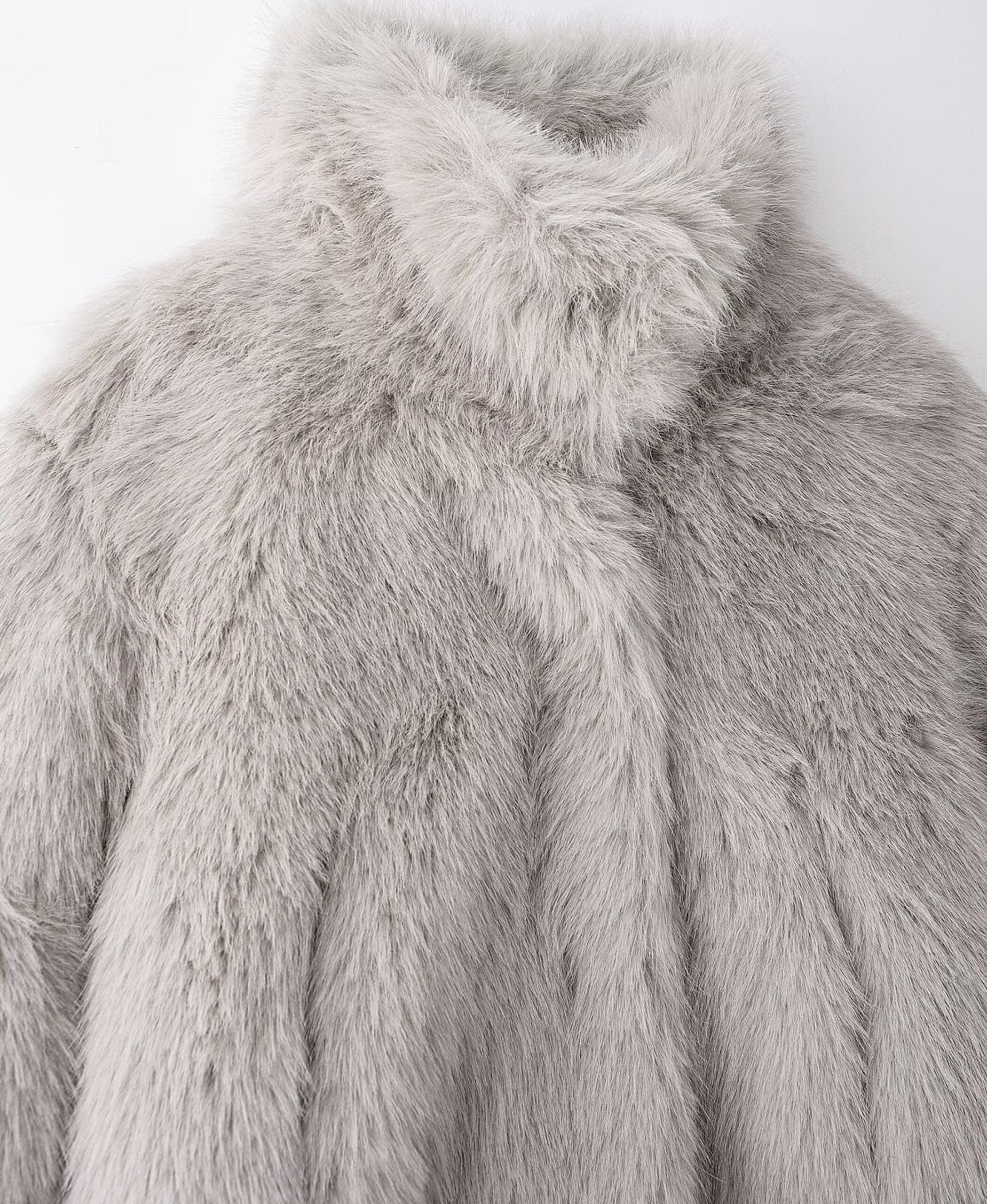 Grey Faux Fur Collared Jacket