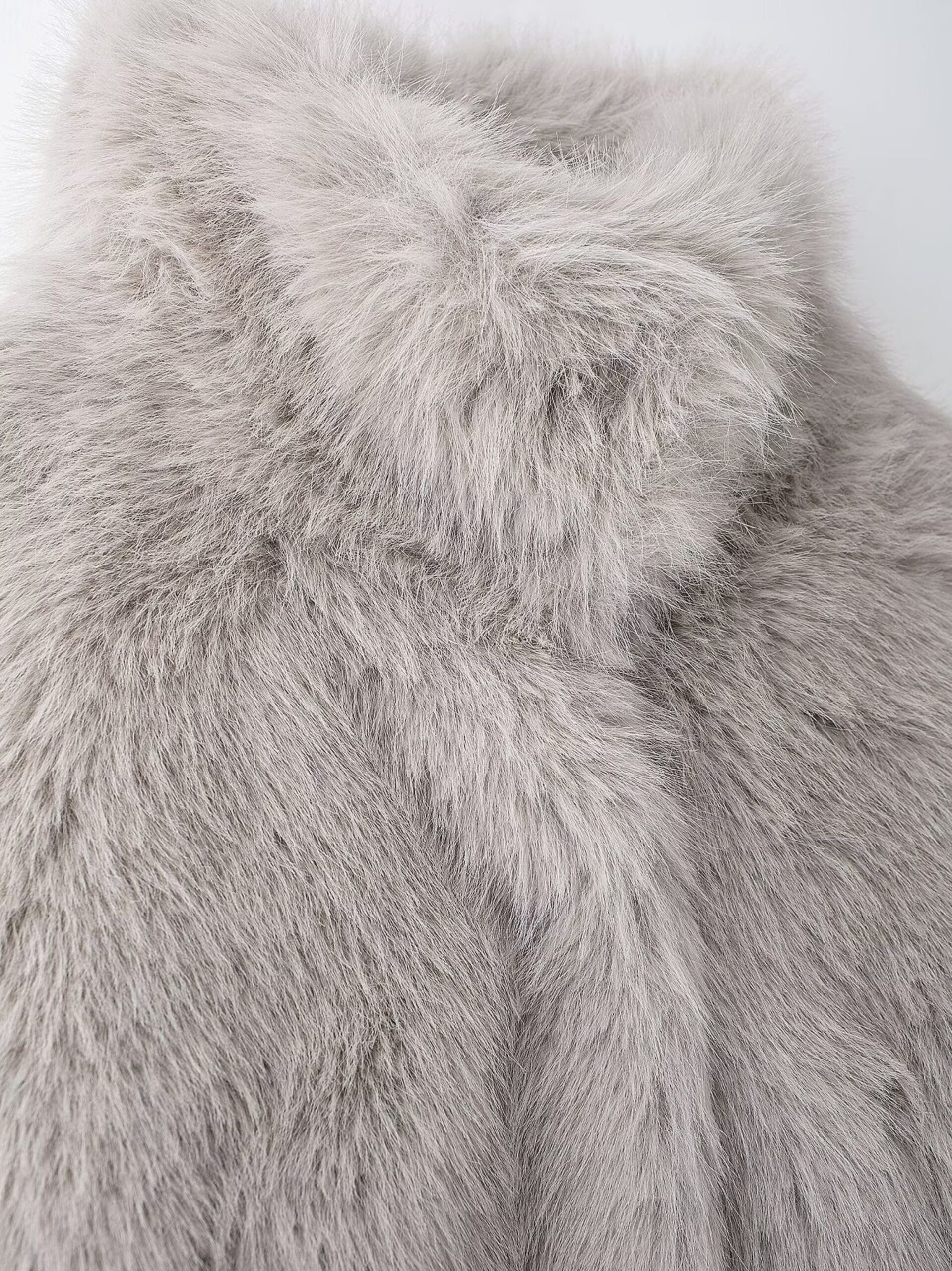 Grey Faux Fur Collared Jacket