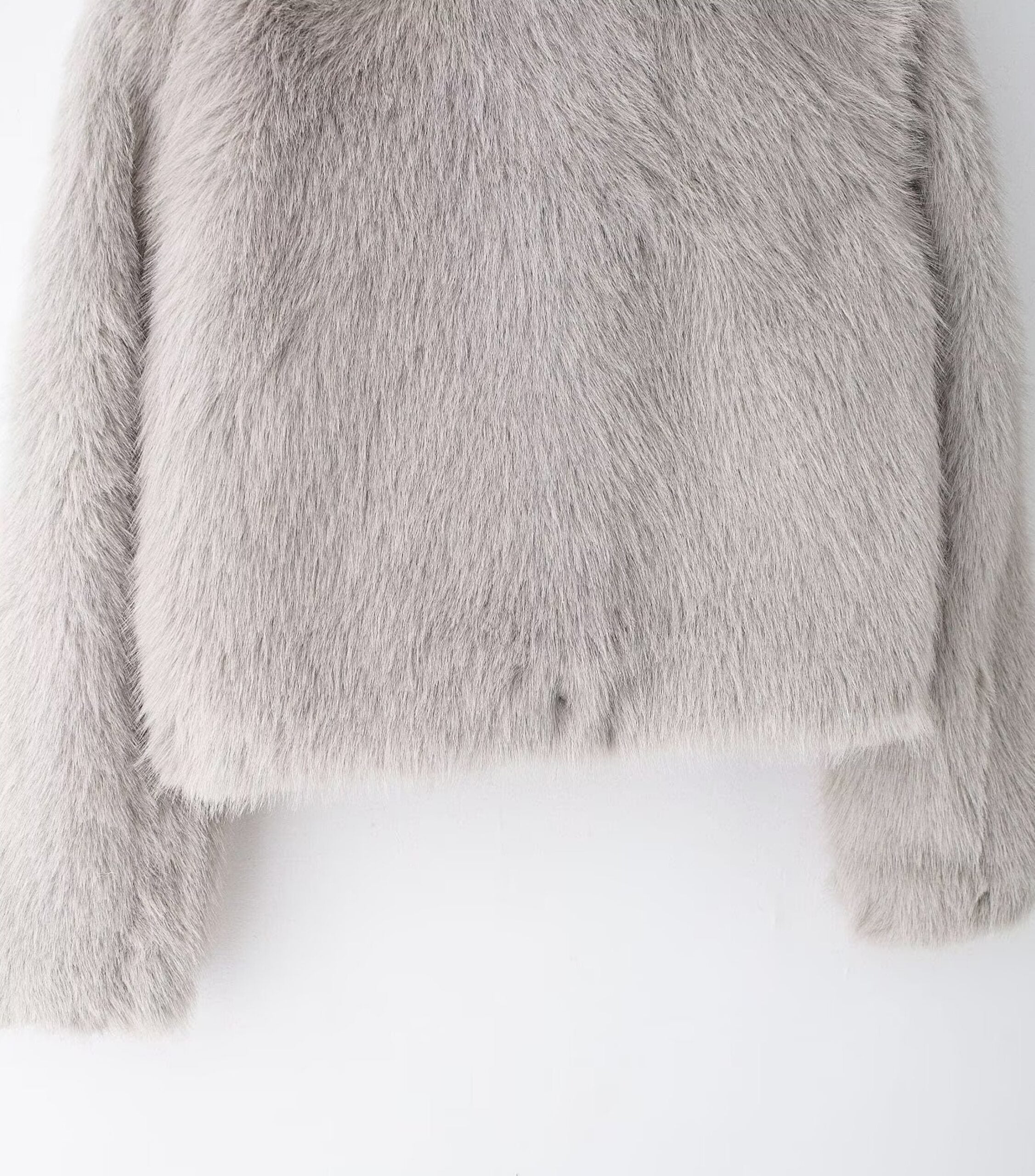 Grey Faux Fur Collared Jacket