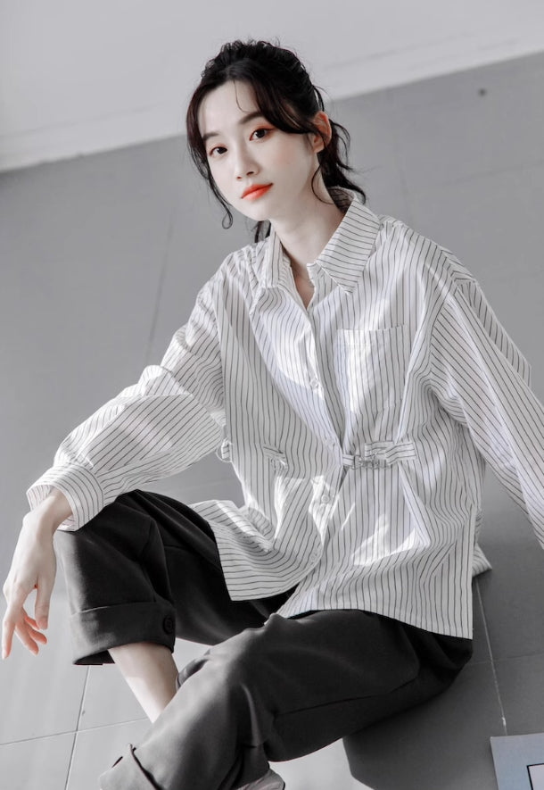 Grey Folded Cuff Pants