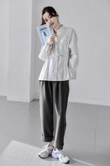 Grey Folded Cuff Pants